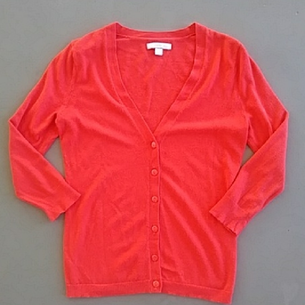 New York & Company Orange Red Button Front Cardigan Size XS